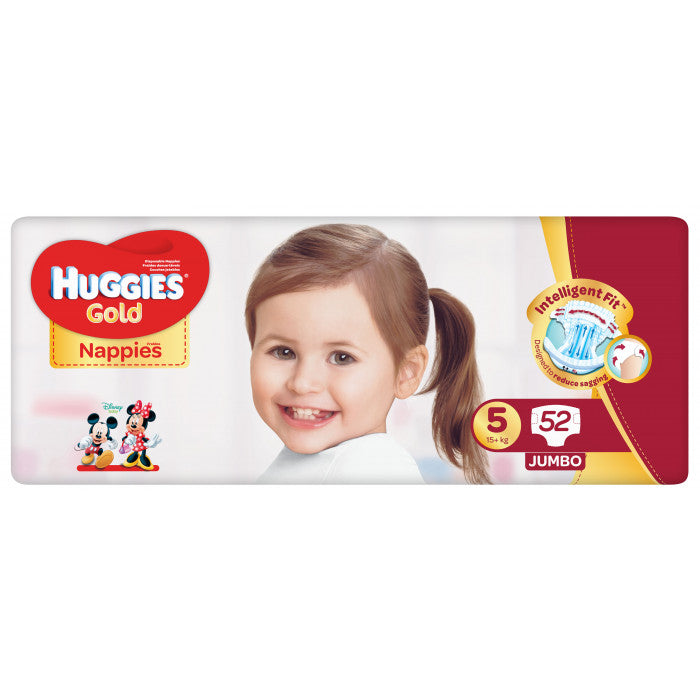 HUGGIES GOLD NAPPIES SIZE 5(15 +KG)  jumbo pack 52pcs