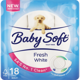 BABY SOFT  2PLY TOILET TISSUE FRESH WHITE 18'S