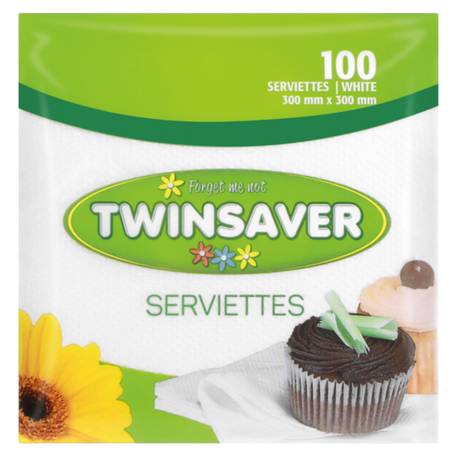 TWINSAVER SERVIETTES WHITE 100s