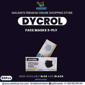 Dycrol Brand - Black Colour 3ply Disposable Mask