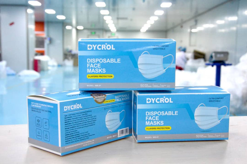 Dycrol Brand: 3 Ply Disposable Face Mask (50 pieces in a box)