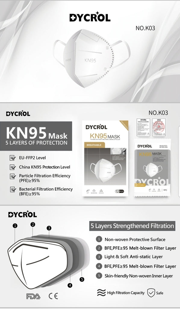 Dycrol Brand KN95 Face Mask