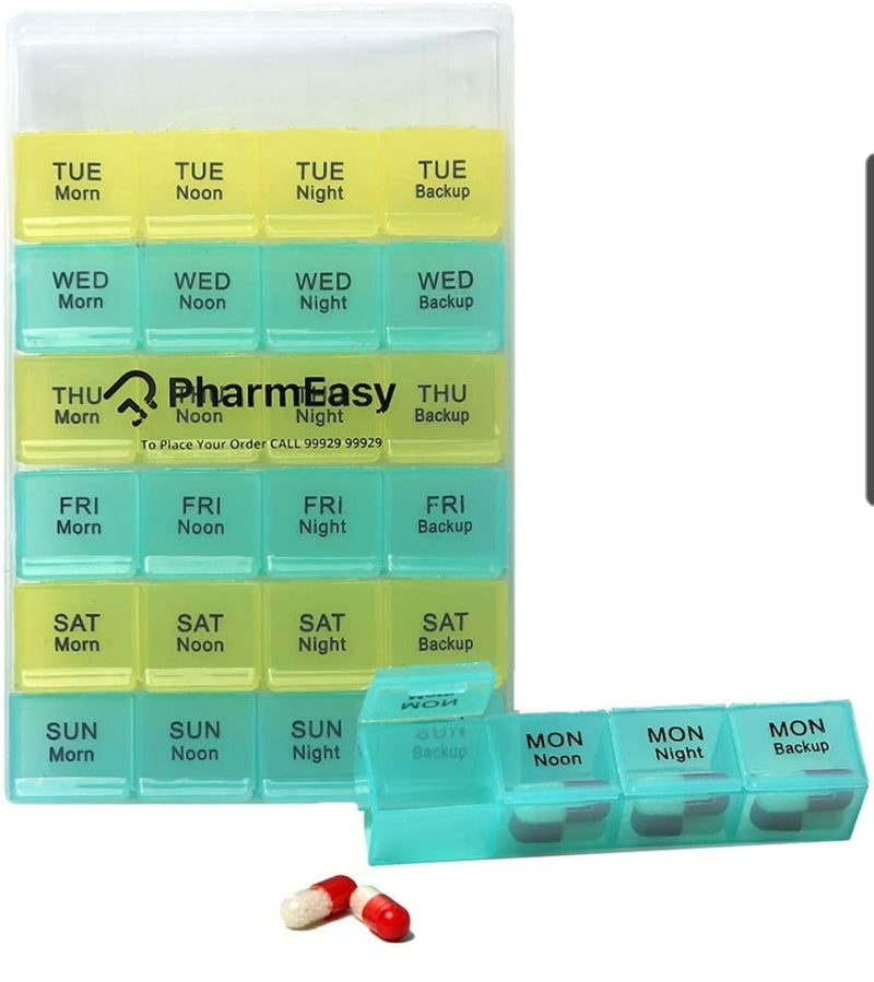 Pill Medicine Organizer Box, Medicine Reminder & Storage Box for 28 Days or 4 Weeks, Pack of 1