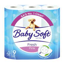 BABY SOFT FRESH PINK  TOILET PAPER 2PLY 9ROLLS