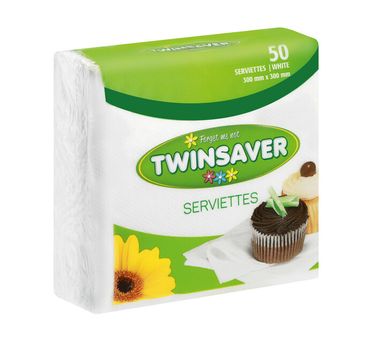 TWINSAVER SERVIETTES WHITE 50s